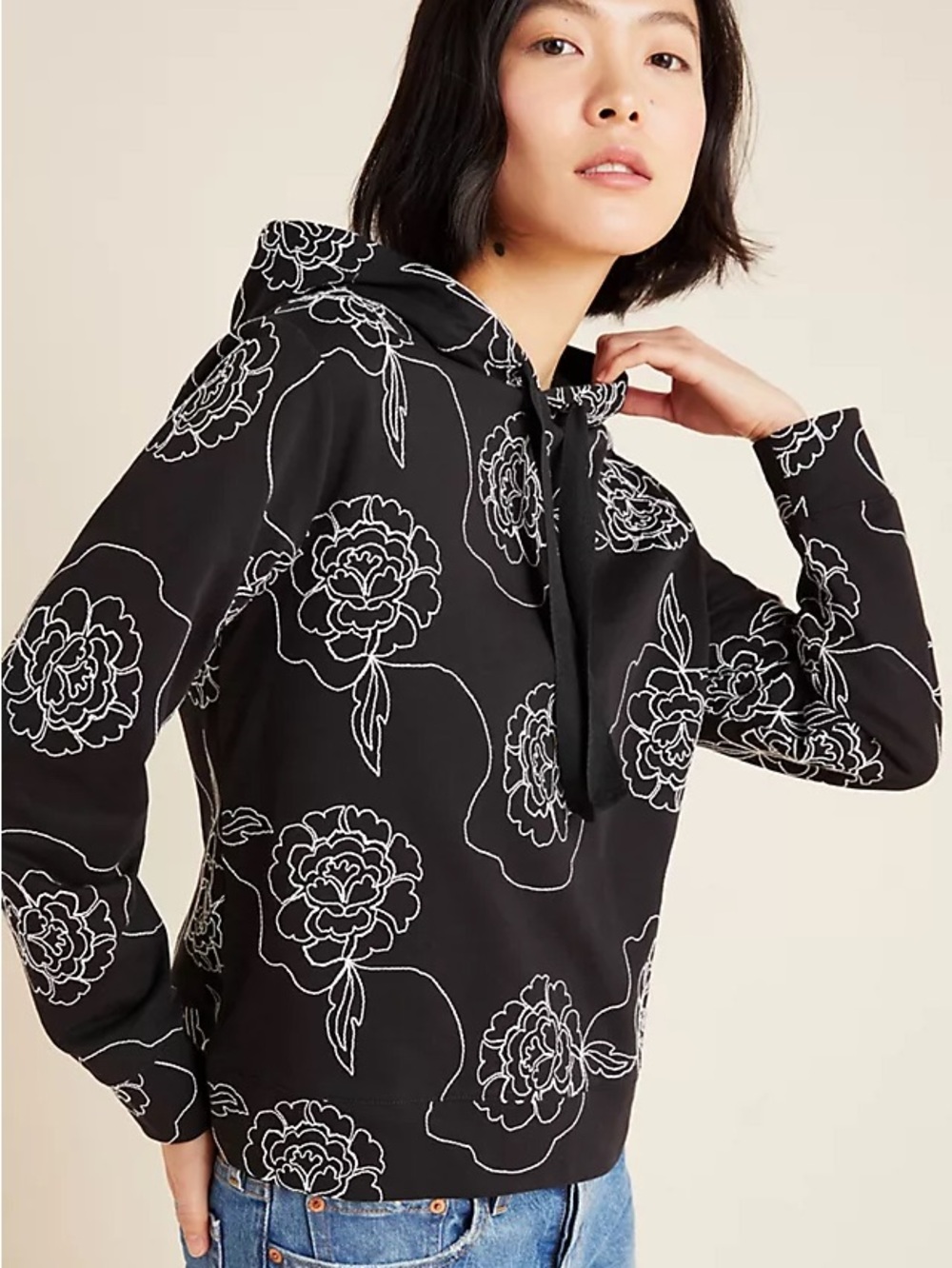 White + Warren Juliet Embroidered Hoodie